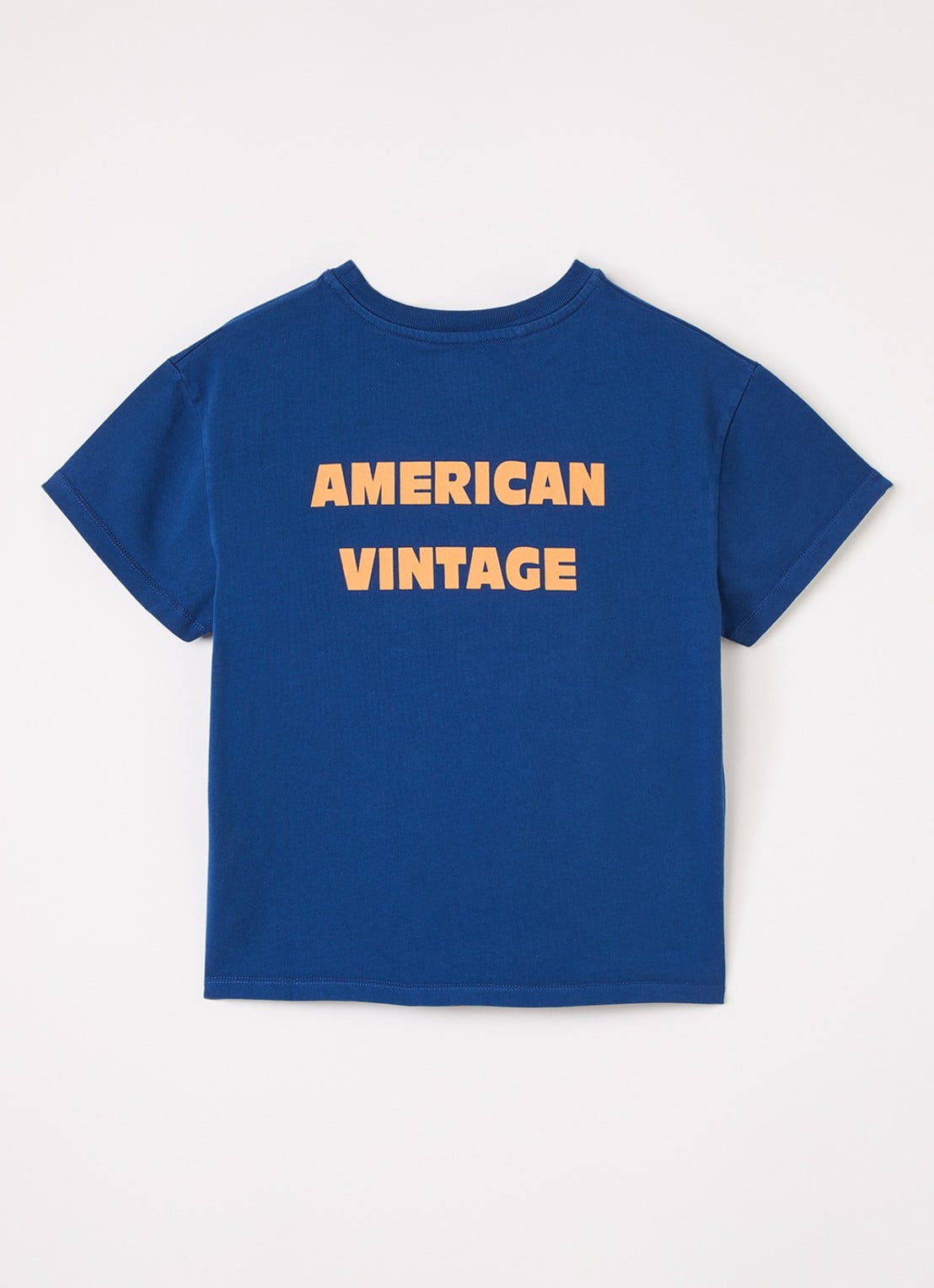 American Vintage Fizvalley T-shirt met logo- en backprint - voorkant 2 indigo