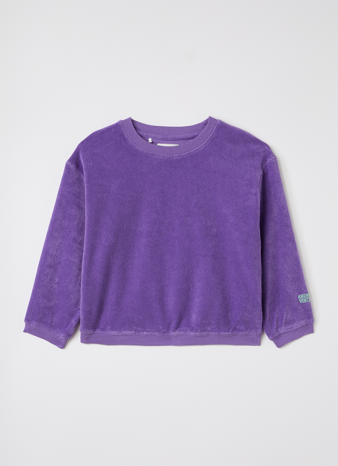 American Vintage Foxow sweater van badstof - voorkant paars