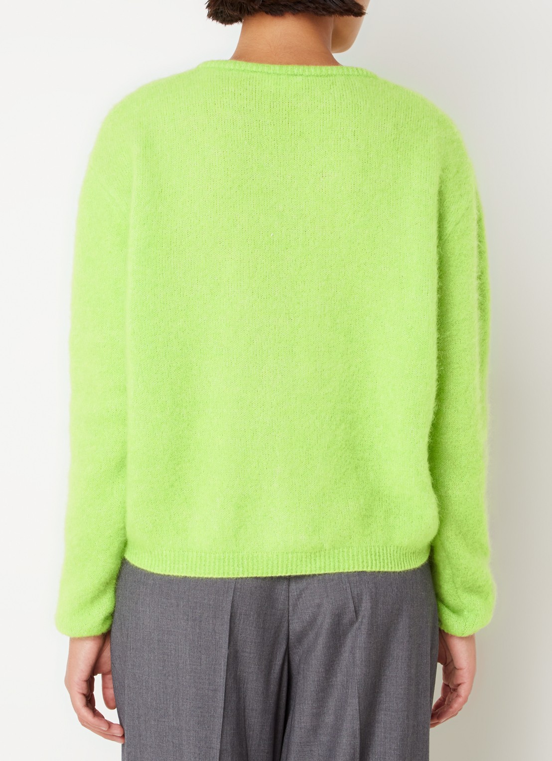 American Vintage Grofgebreid vest in alpaca wolblend - achterkant neongroen