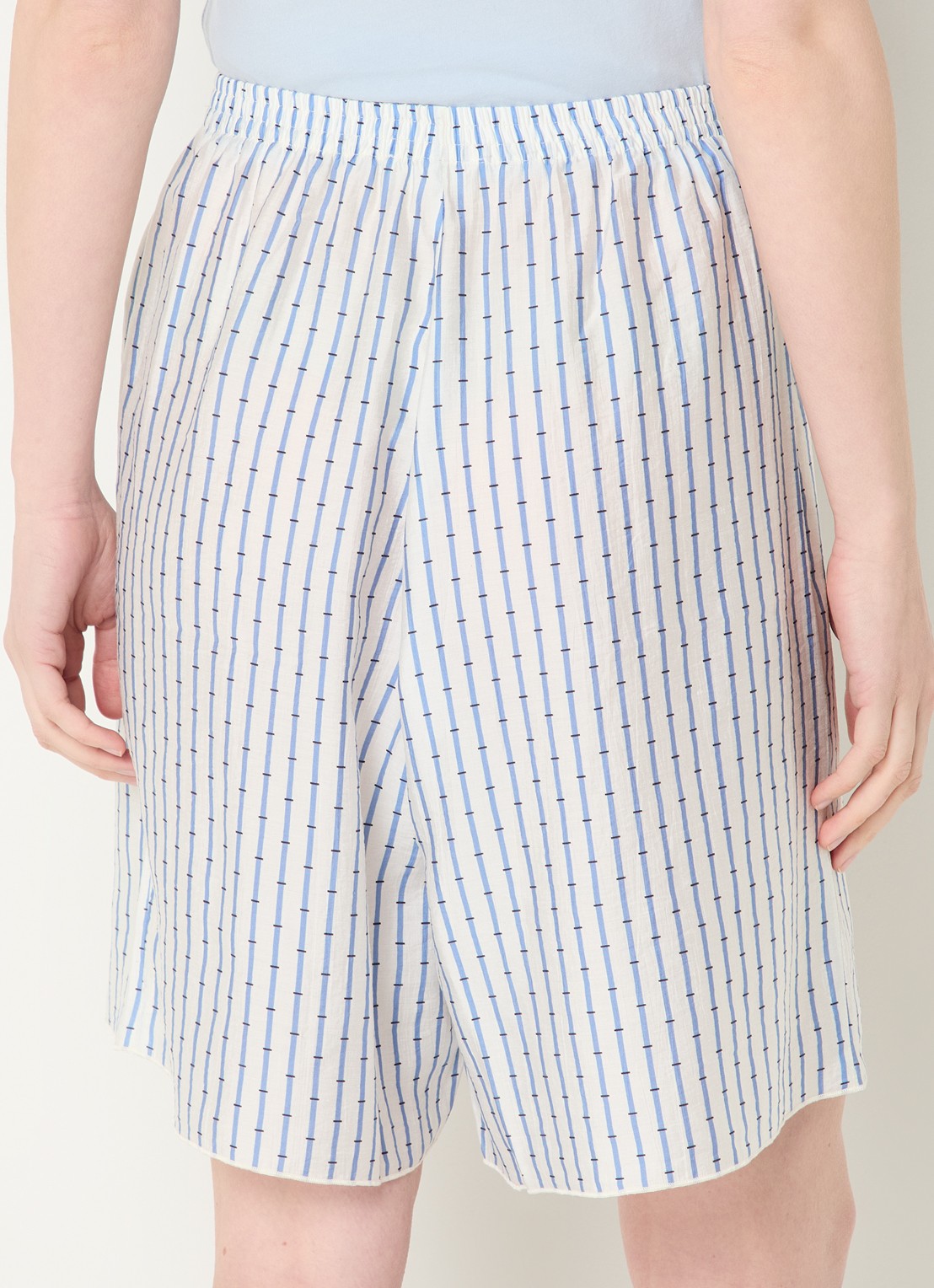 American Vintage High waist wide fit korte broek met streepprint - achterkant blauw