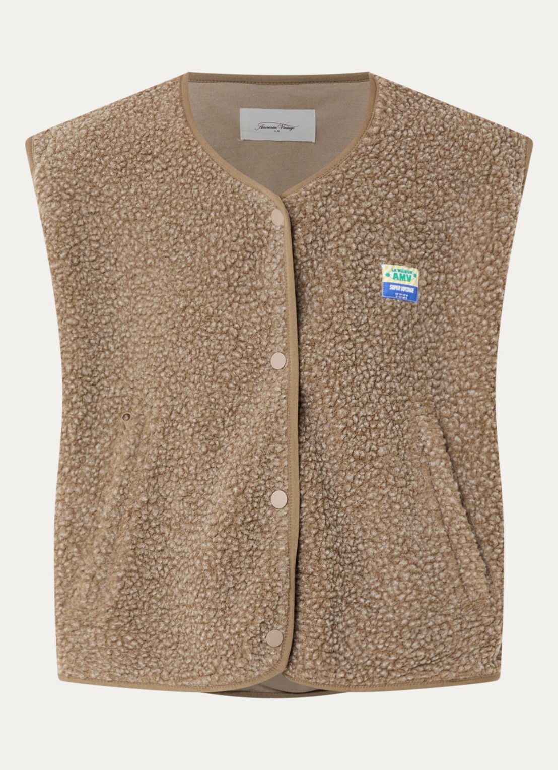 American Vintage Hoktown gilet met ritszakken - voorkant lichtbruin