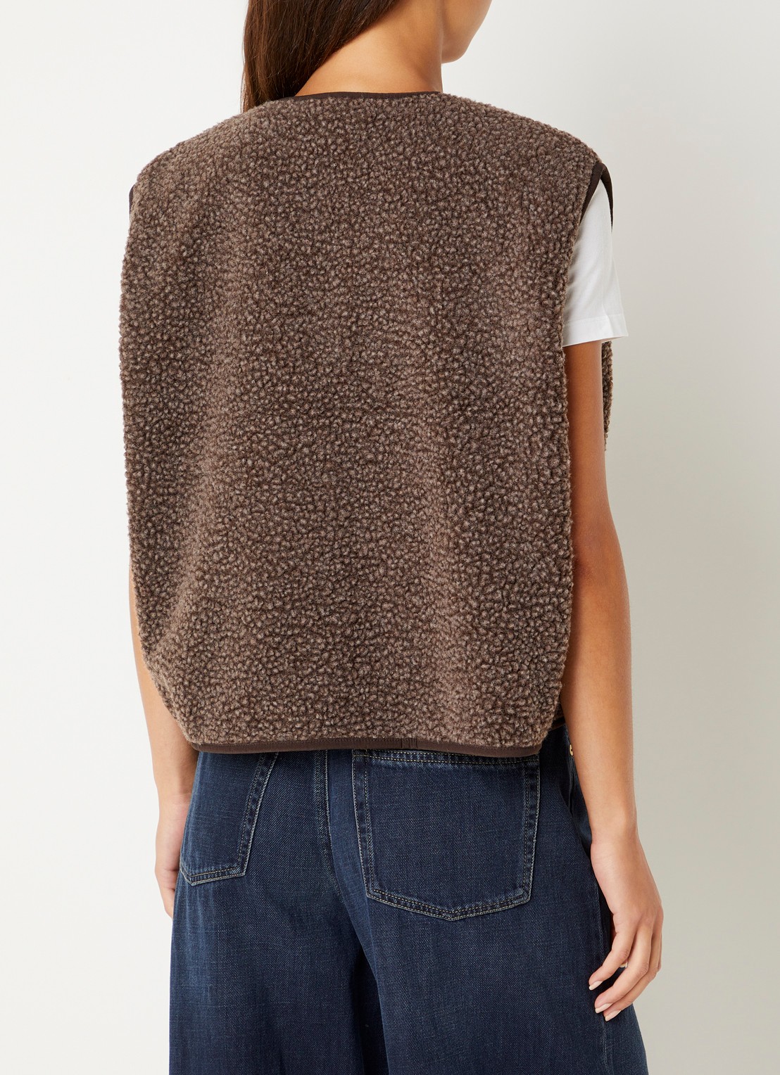 American Vintage Hoktown gilet van teddy met ritszakken - achterkant 4 bruin