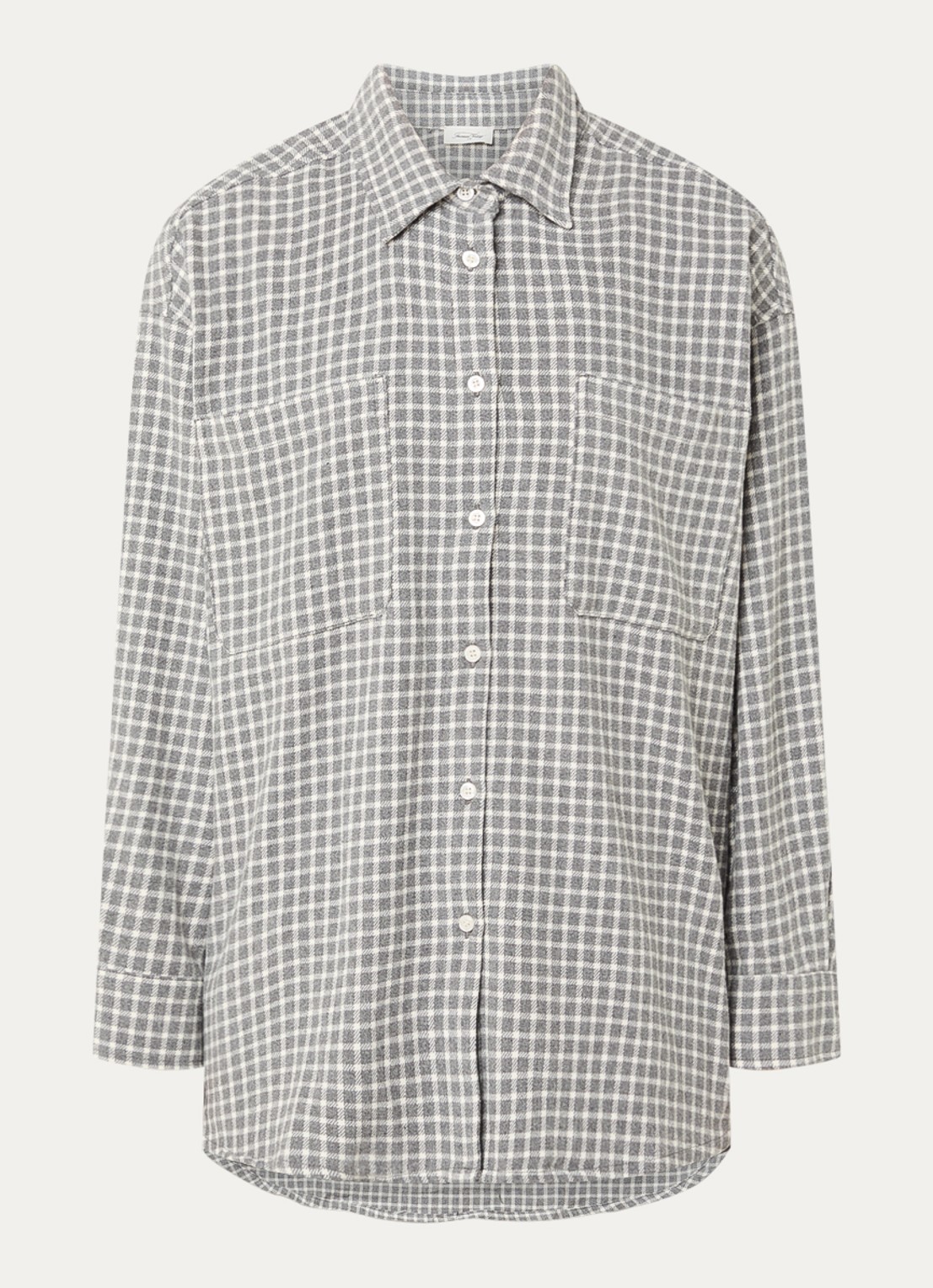American Vintage Hoxcity blouse met ruitdessin - voorkant 3 grijs