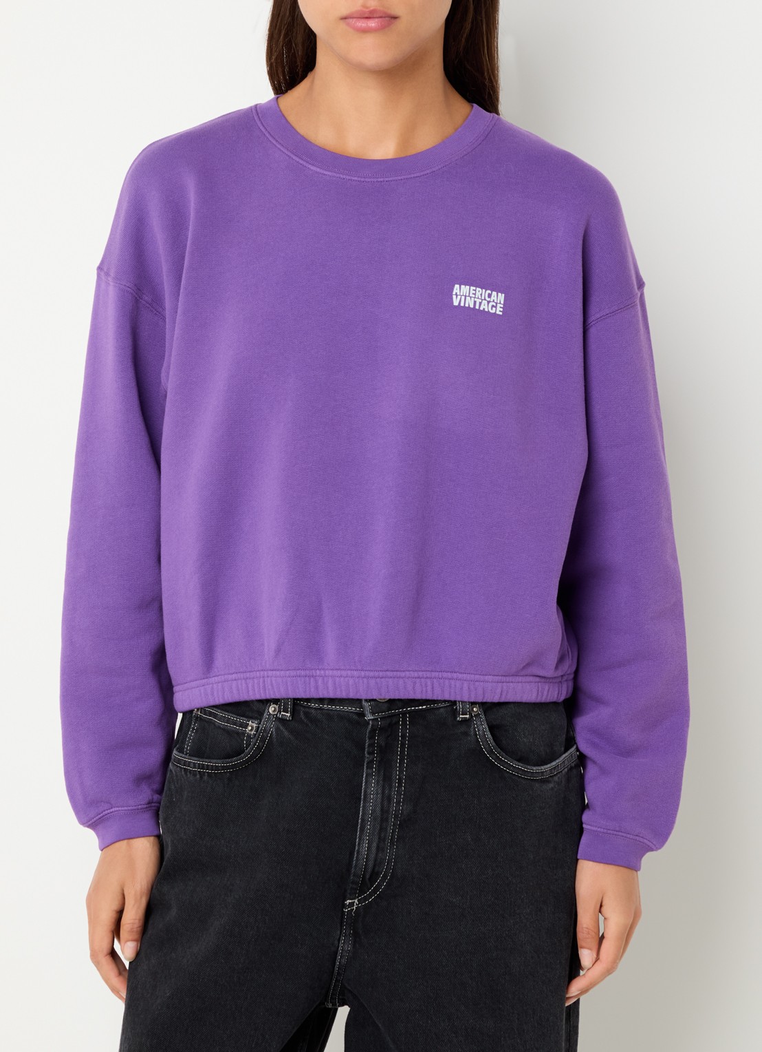 American Vintage Izubird sweater met logo - detail paars