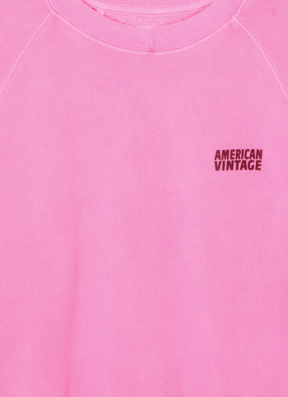 American Vintage Izubird sweater met logo - detail neonroze