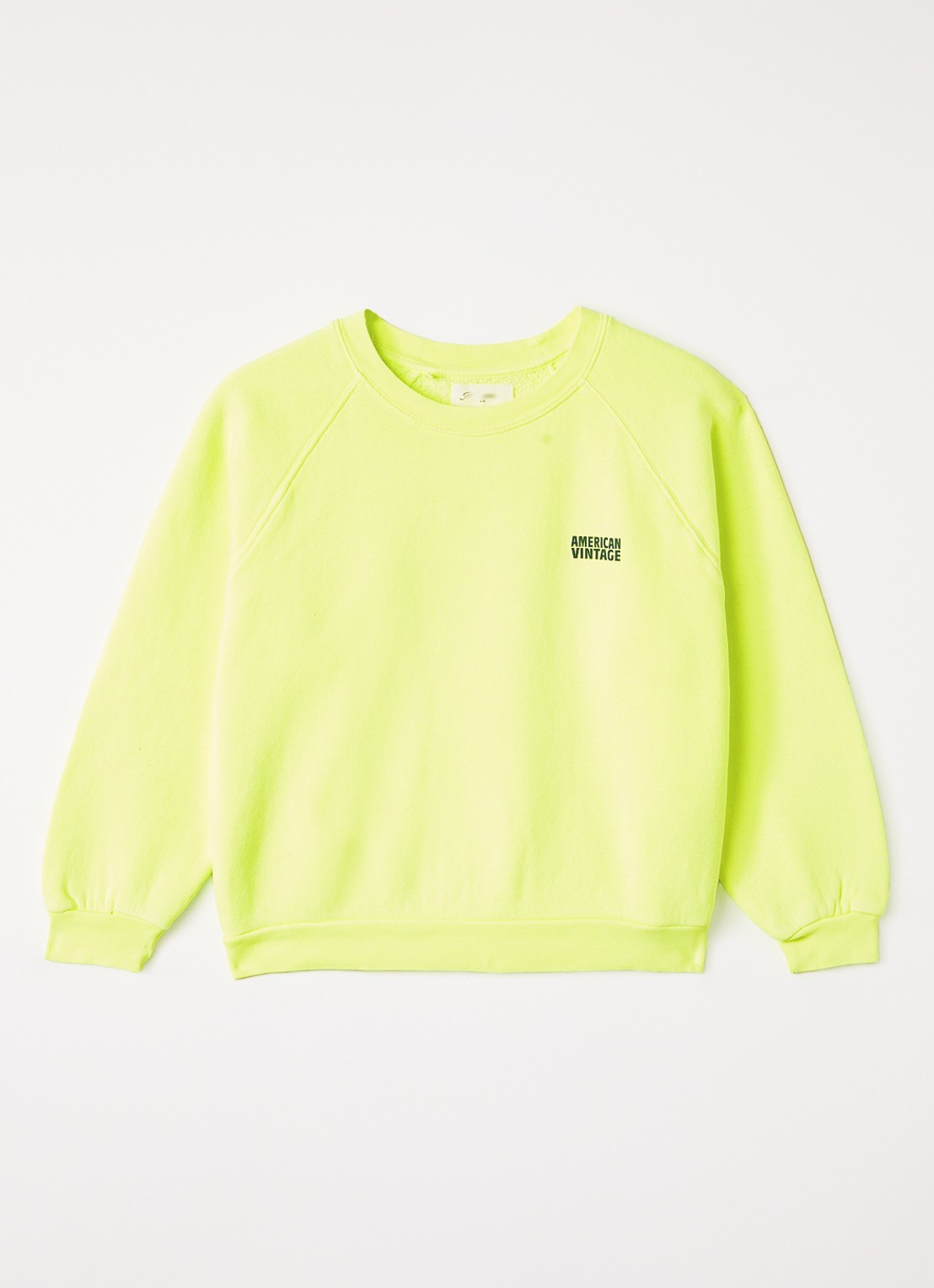 American Vintage Izubird sweater met logo - voorkant neongeel