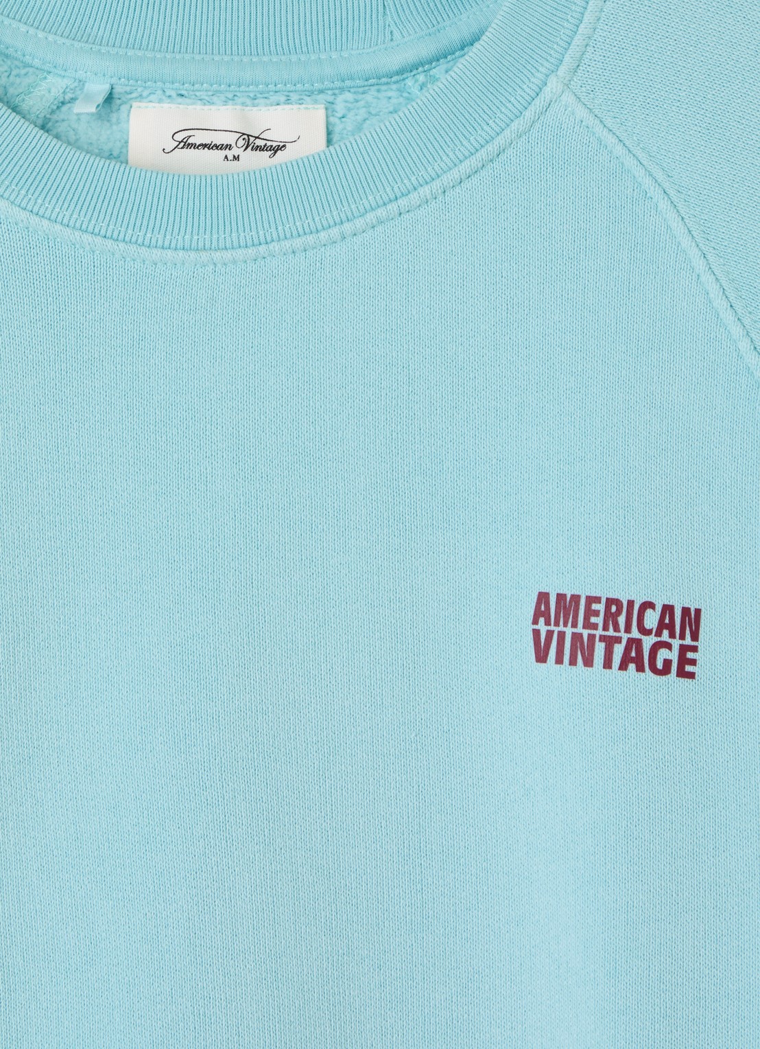American Vintage Izubird sweater met logo - detail 3 lichtblauw