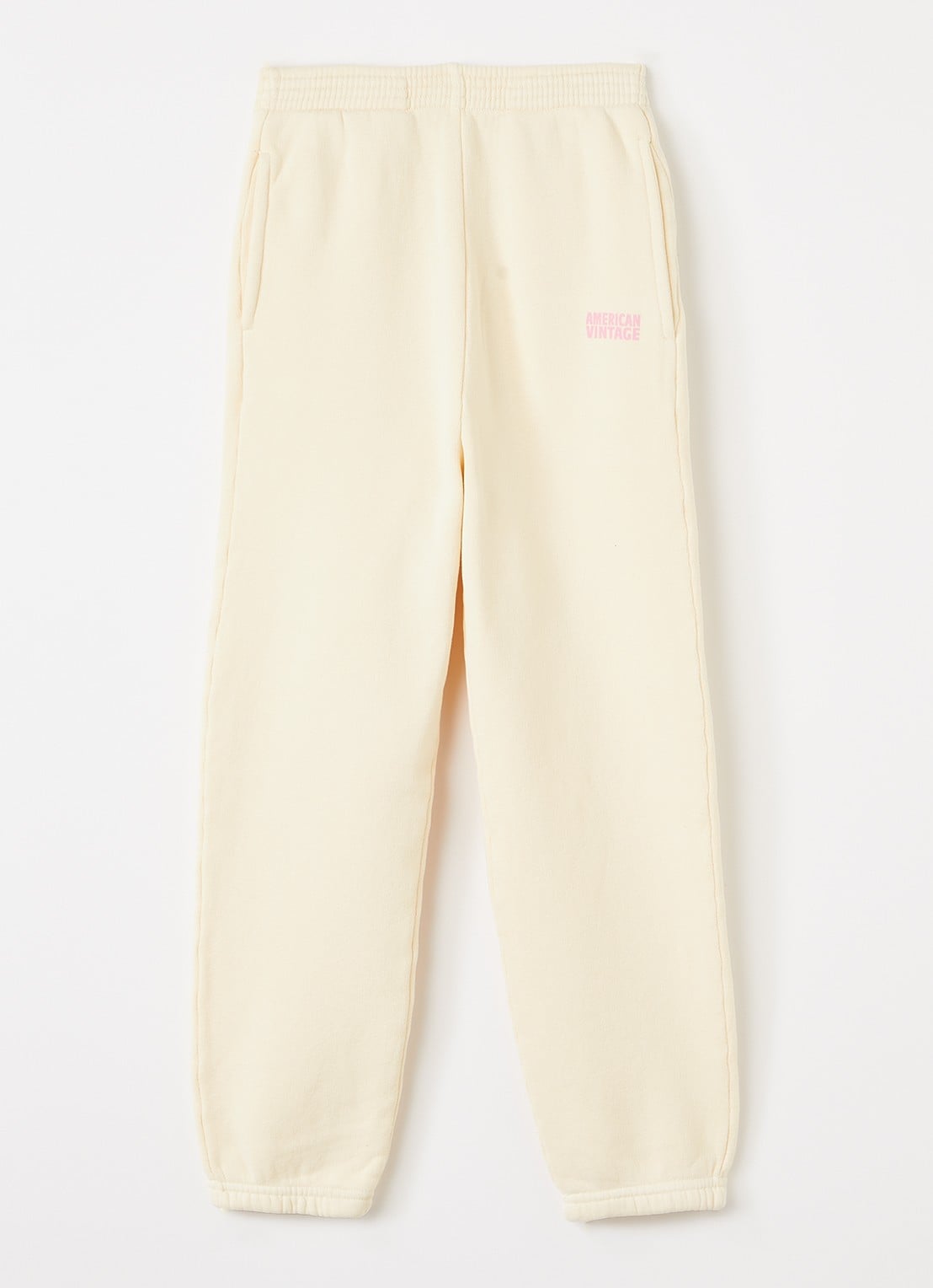 American Vintage Izubird tapered fit joggingbroek met logo - voorkant lichtgeel