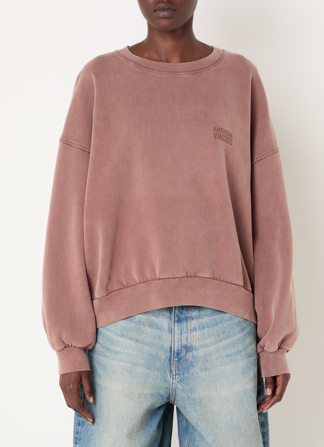American Vintage Jitbaynoyer sweater met logo  - detail bruin