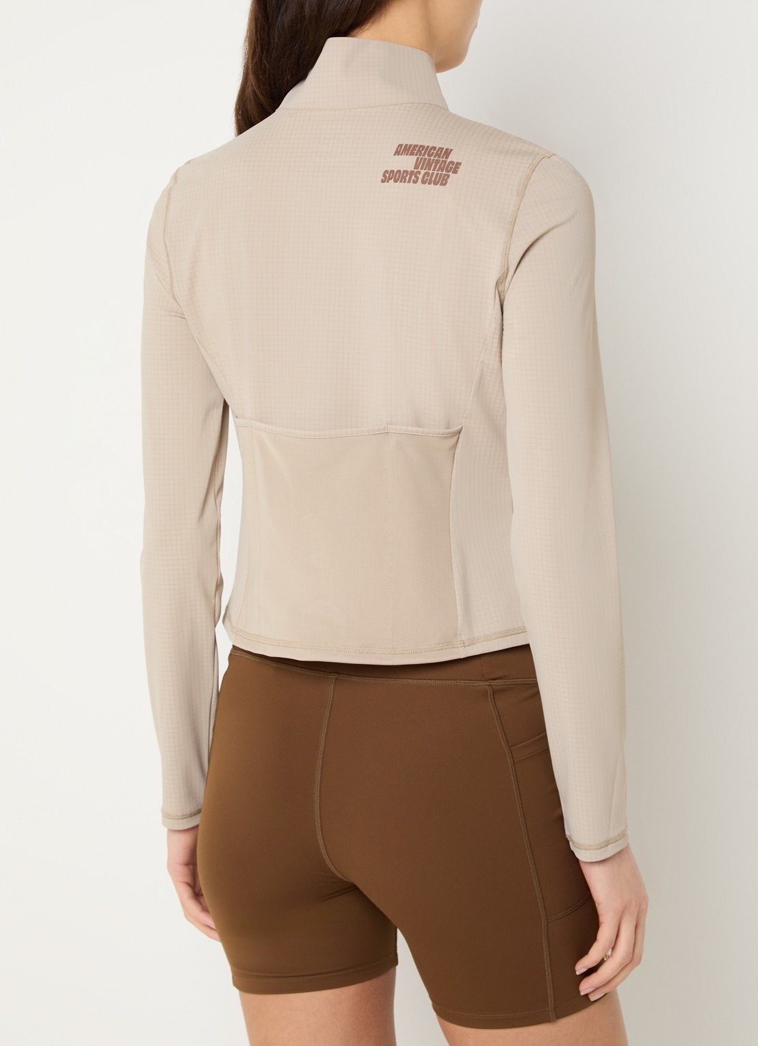 American Vintage Jizzo sweatvest met ritszakken - achterkant beige