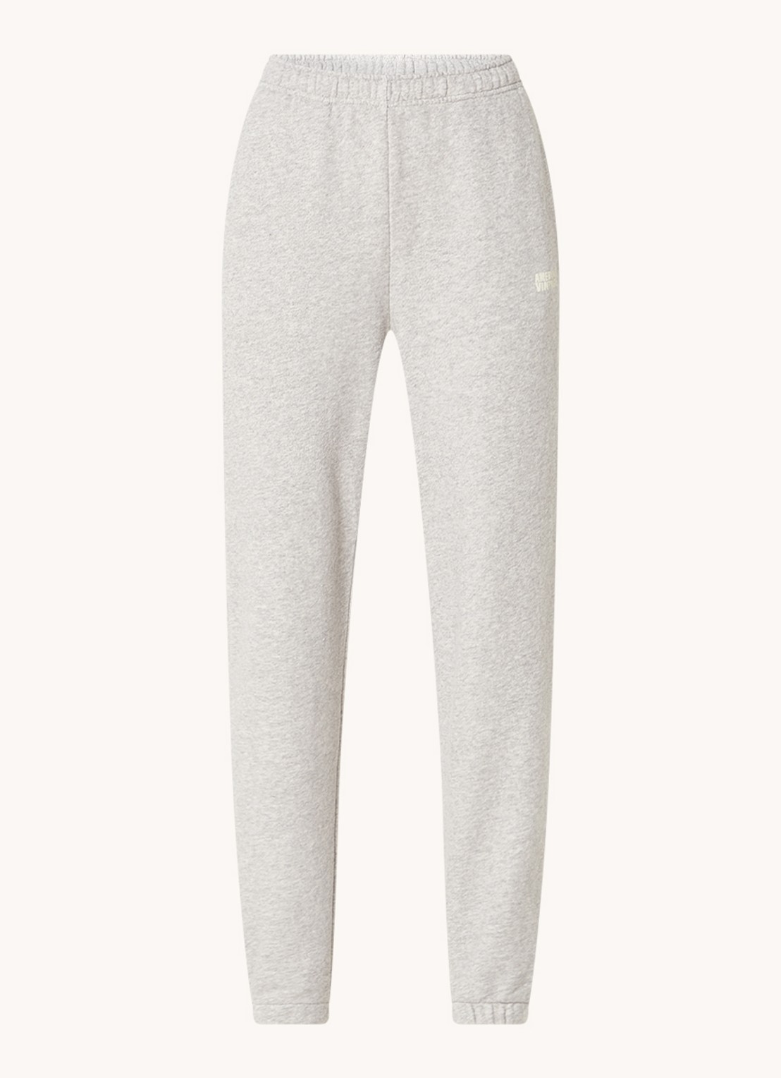 American Vintage Kodytown high waist tapered fit joggingbroek van  katoen - voorkant 2 grijsmele