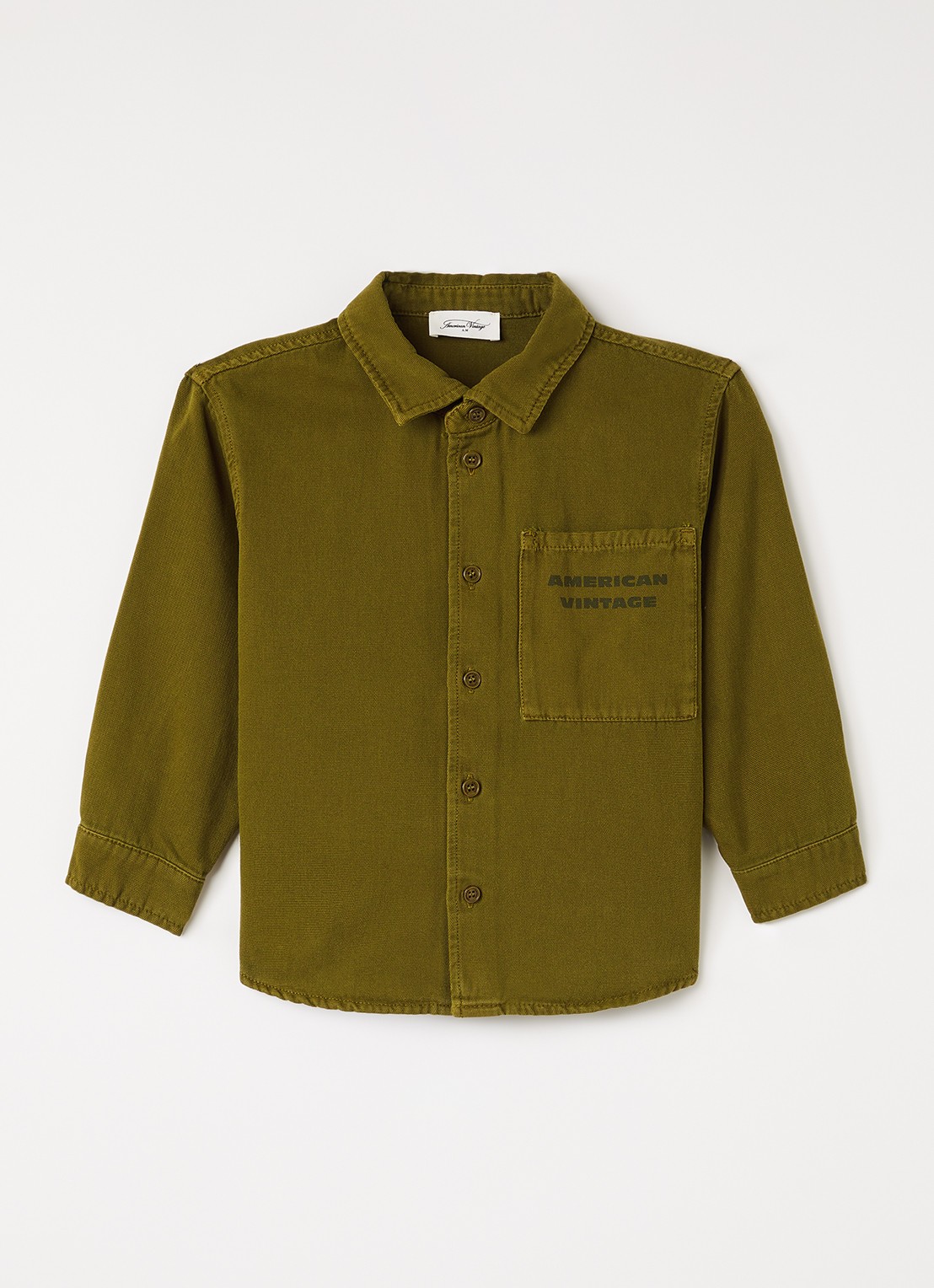 American Vintage Lykaz overhemd met logo - voorkant 2 mosgroen