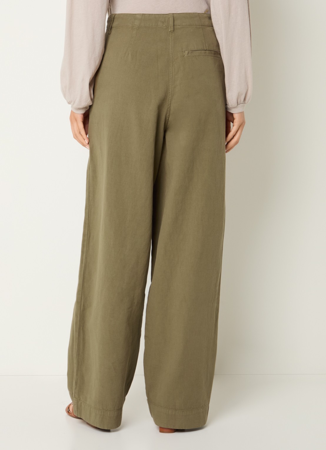 American Vintage Namaz high waist wide fit chino met steekzakken - achterkant mosgroen