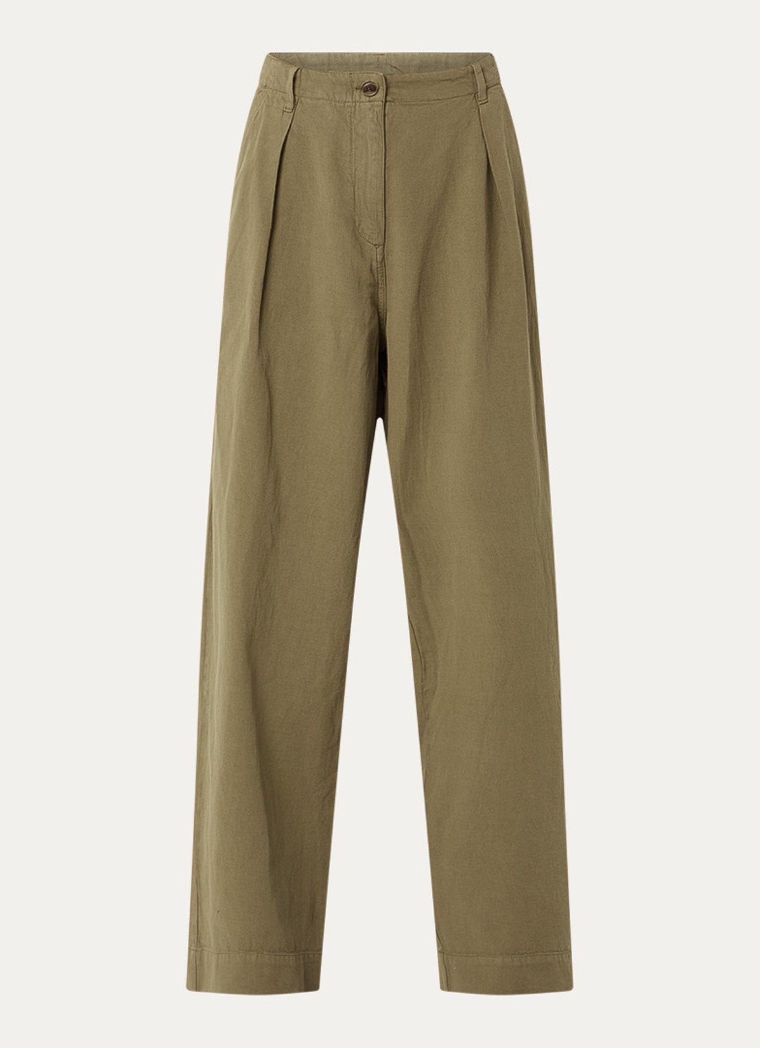 American Vintage Namaz high waist wide fit chino met steekzakken - voorkant 3 mosgroen