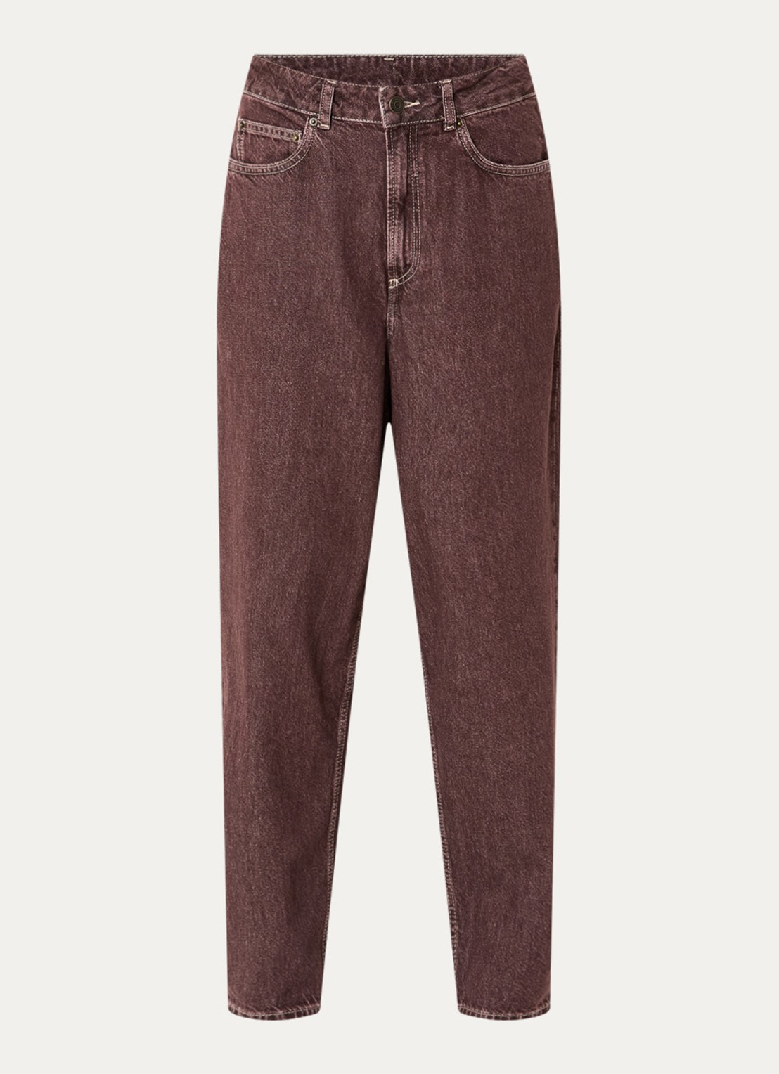 American Vintage Osho high waist loose fit jeans met gekleurde wassing - voorkant bordeauxrood