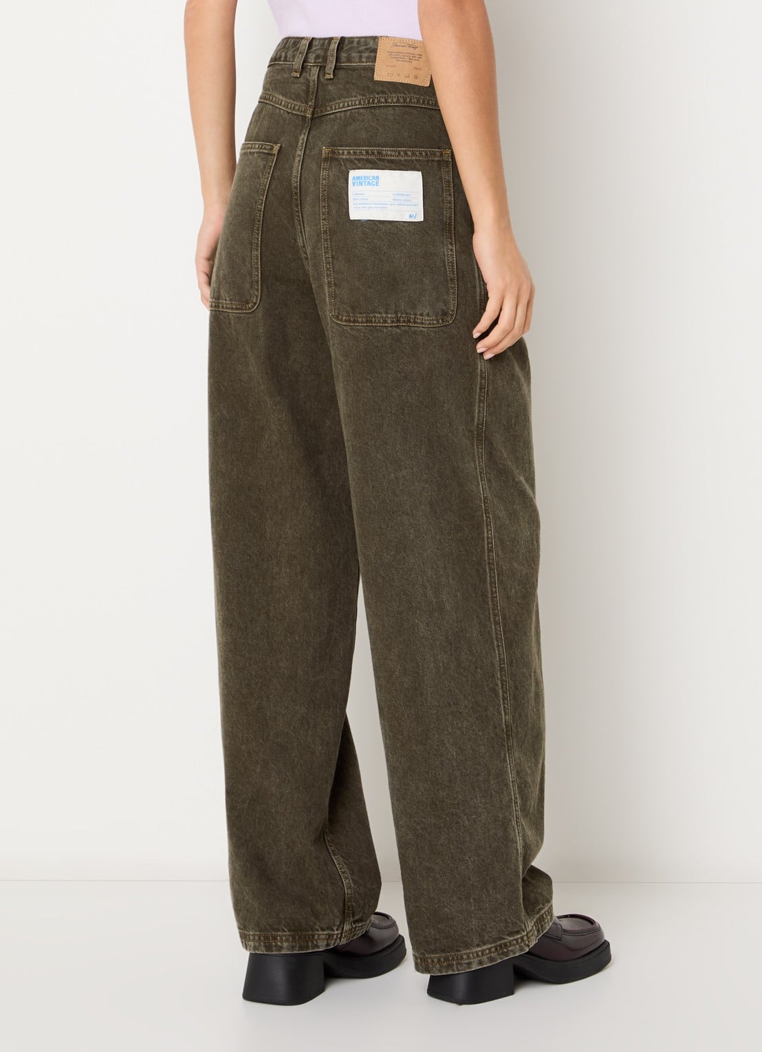 American Vintage Oshow wide fit jeans met gekleurde wassing - achterkant 5 lichtbruin