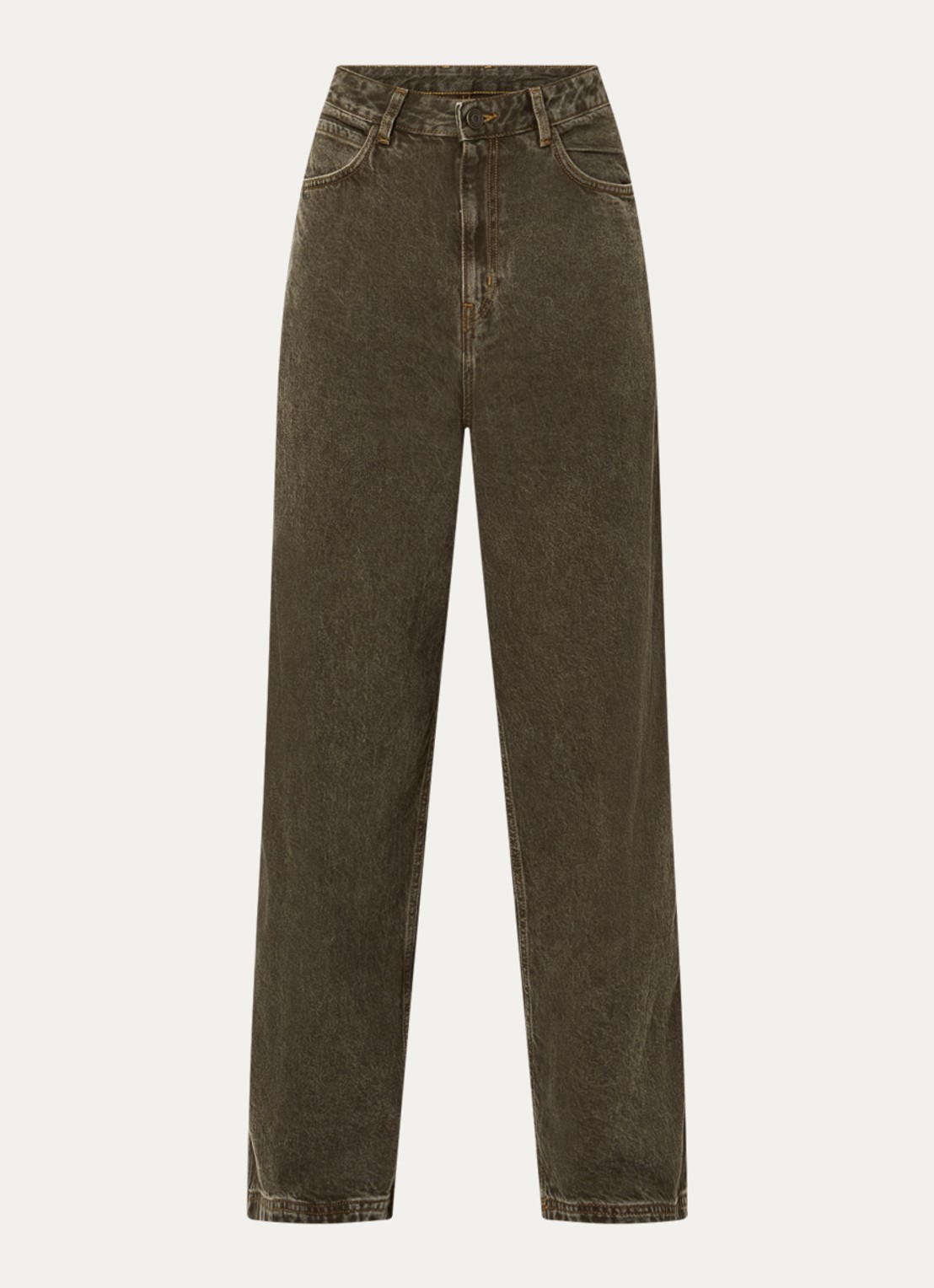 American Vintage Oshow wide fit jeans met gekleurde wassing - voorkant 3 lichtbruin