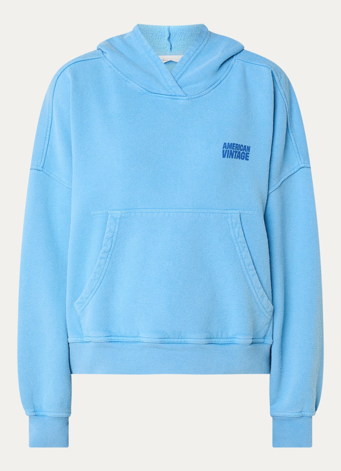 American Vintage Plizzy hoodie met logo - voorkant 4 royalblauw
