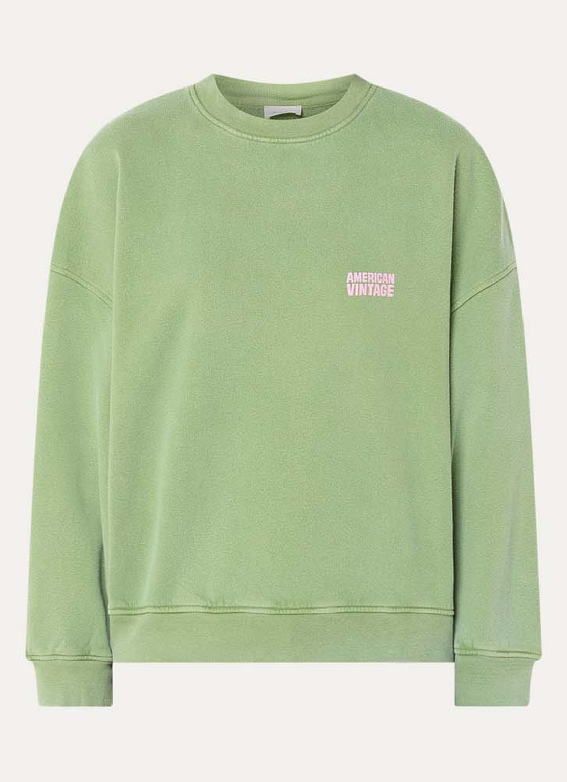 American Vintage Plizzy sweater met logo  - voorkant 2 groen