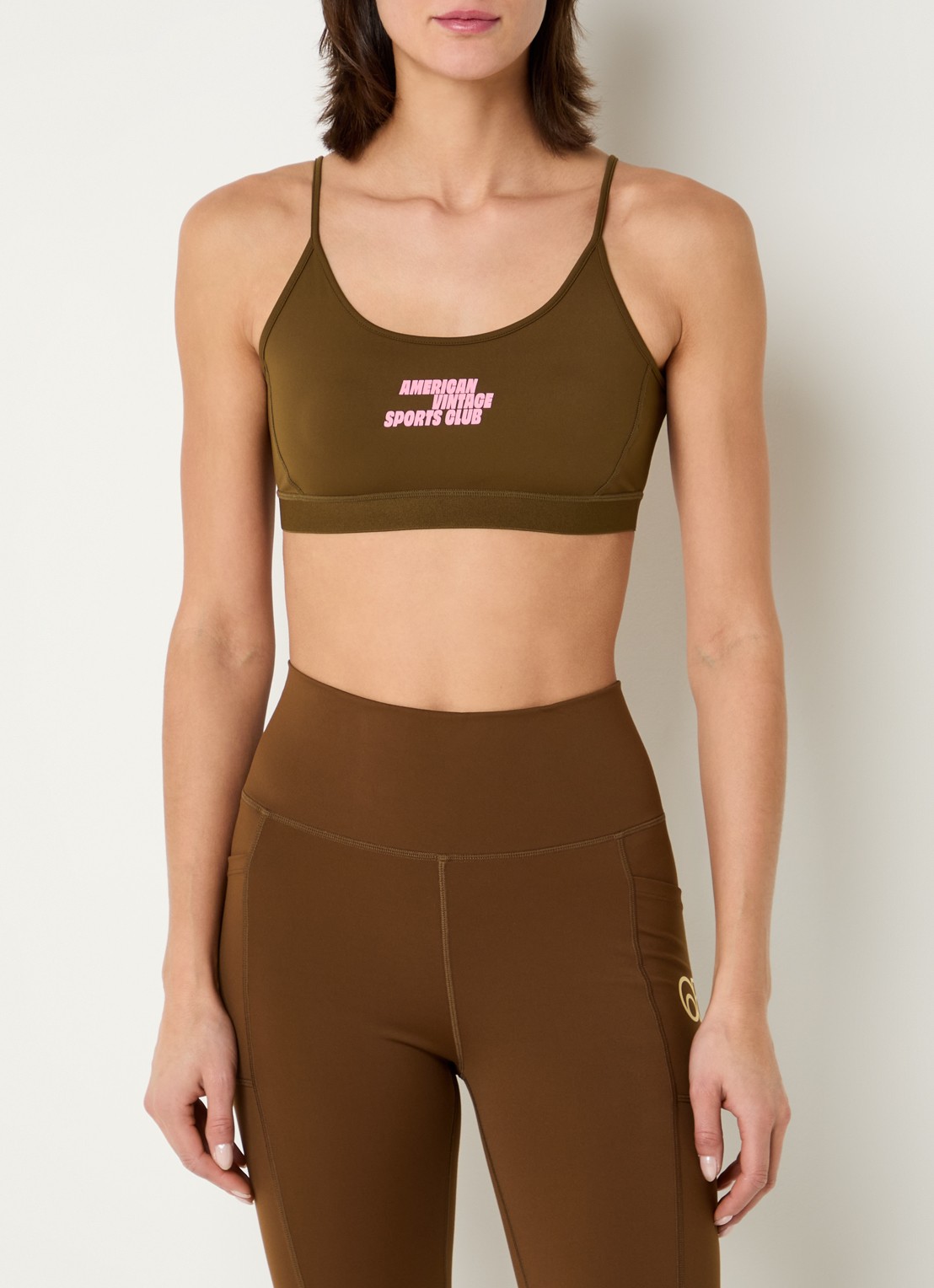 American Vintage Sport bh met light support en logo - detail 2 bruin