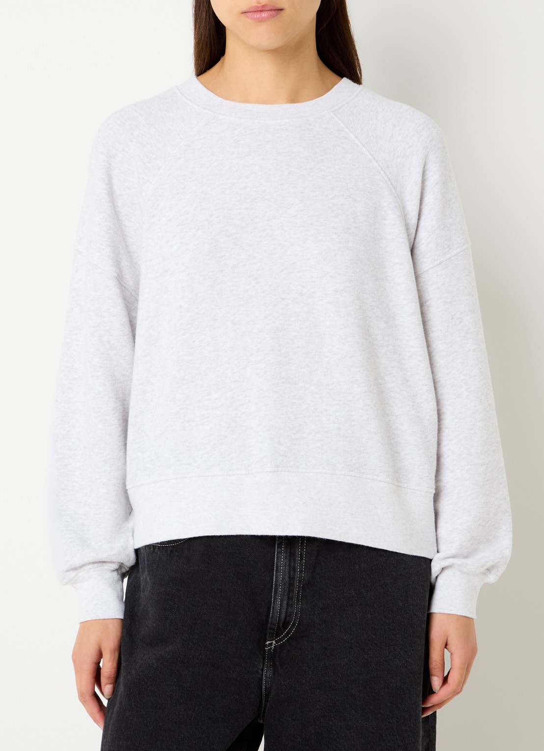 American Vintage Sweater met ronde hals - detail 3 lichtgrijs