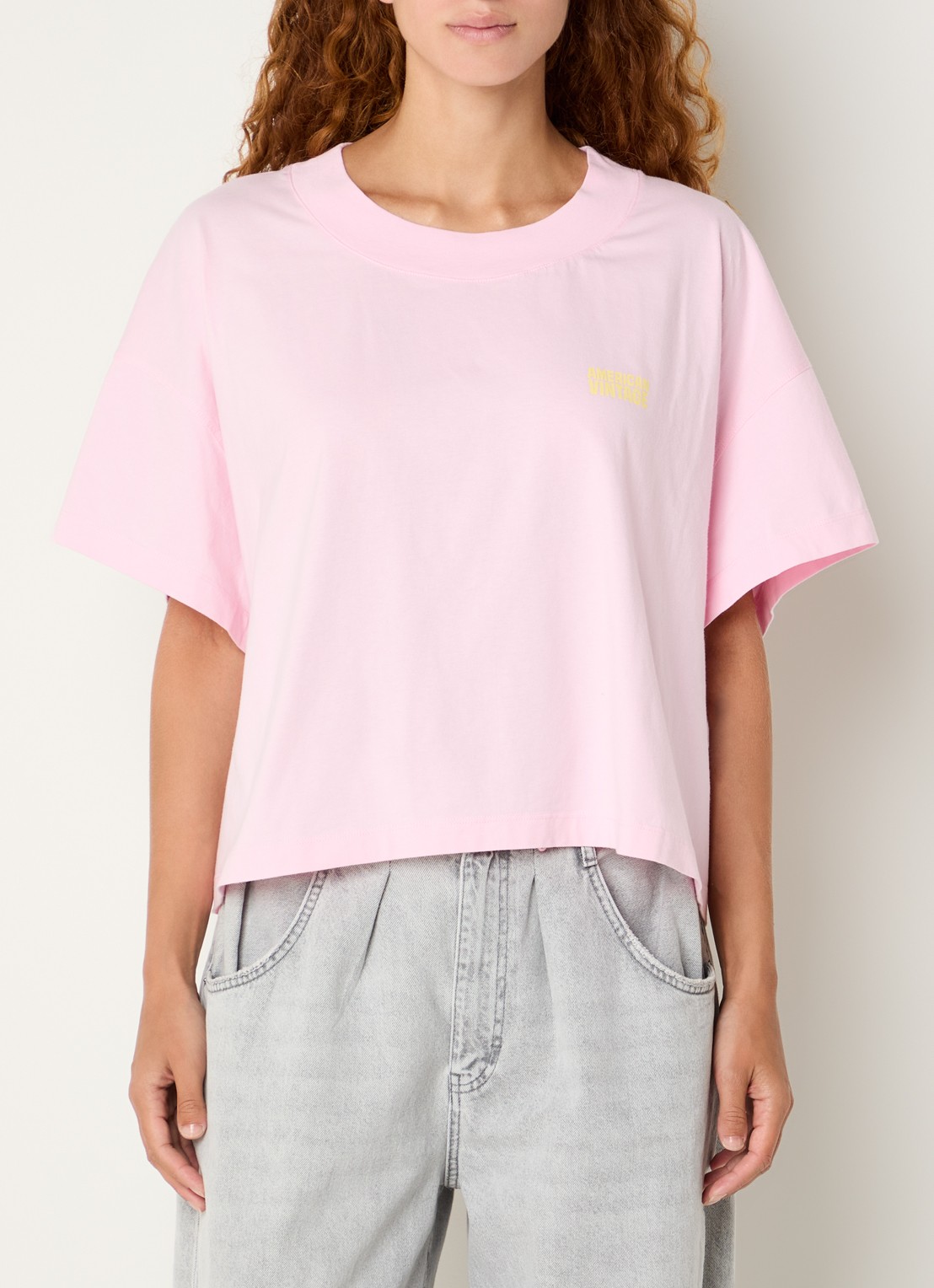 American Vintage T-shirt met logoprint - detail 4 roze