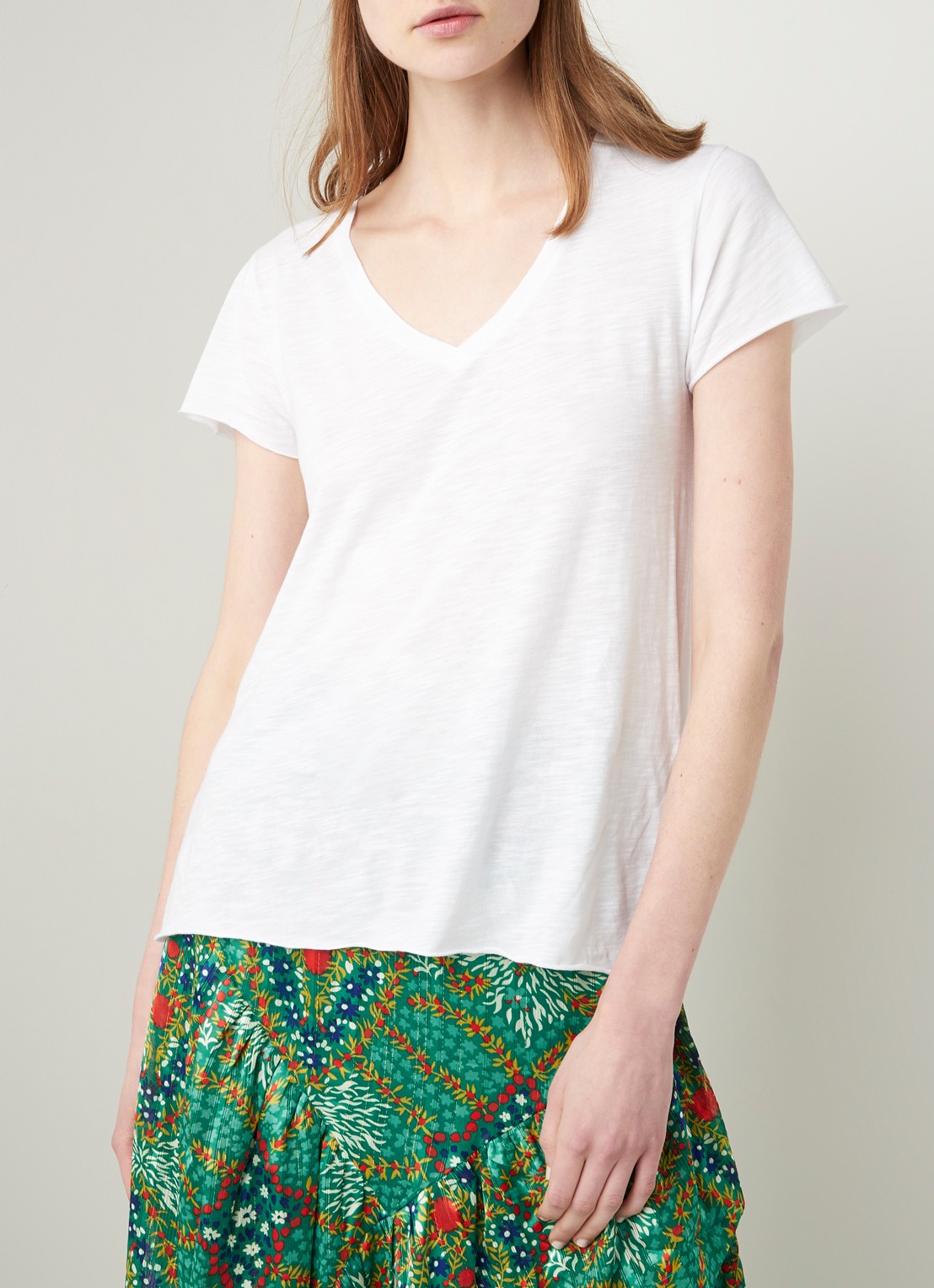 American Vintage T-shirt met V-hals - detail 3 wit