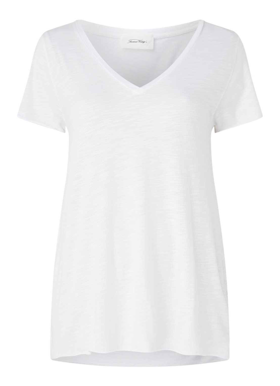 American Vintage T-shirt met V-hals - voorkant 2 wit