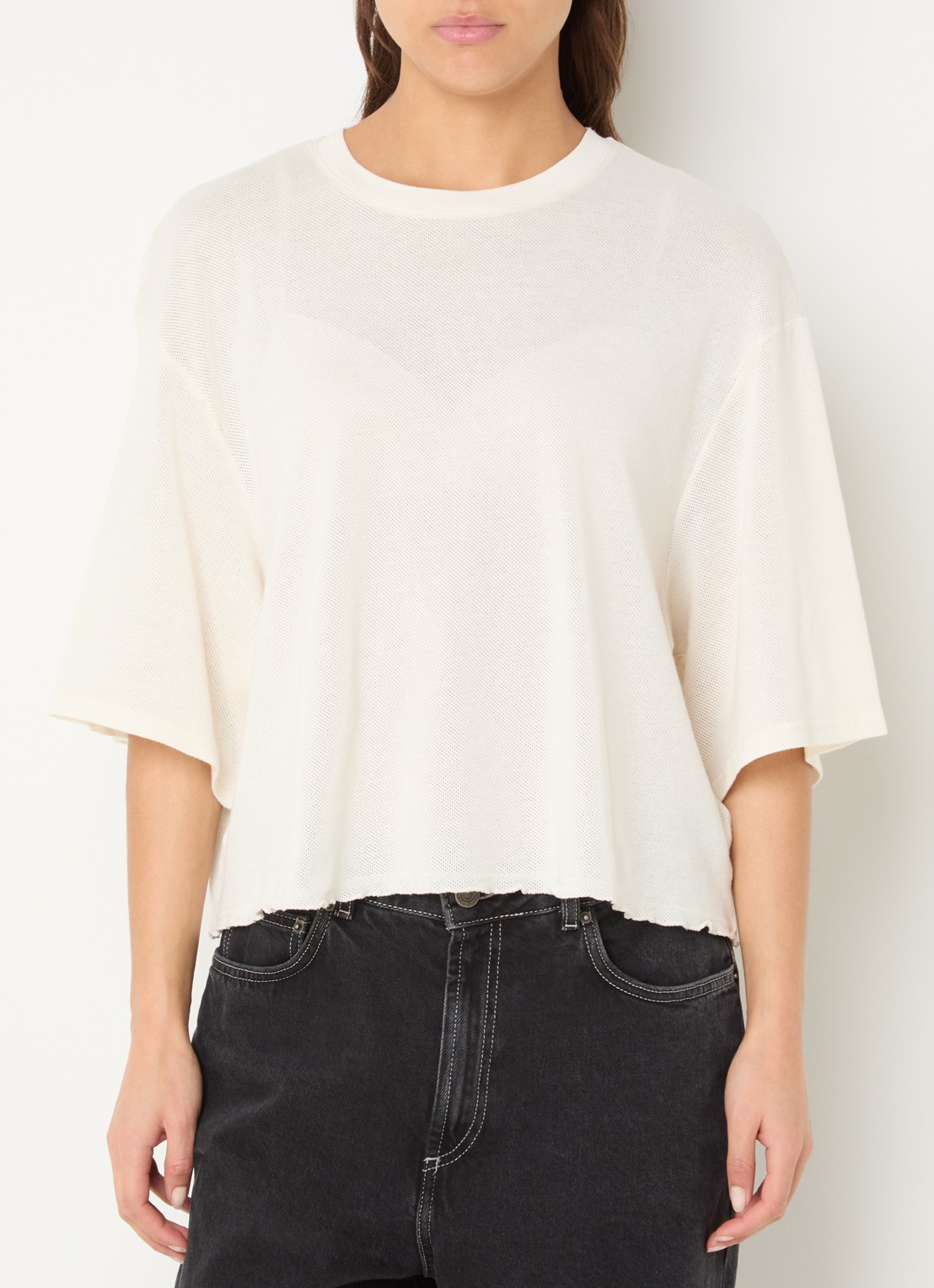 American Vintage Top met opengewerkt dessin - detail 2 gebroken wit