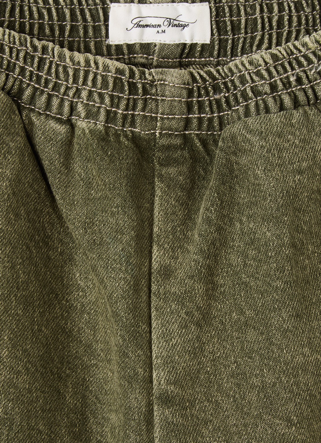 American Vintage Uzatown straight fit broek met steekzakken - detail 3 olijfgroen