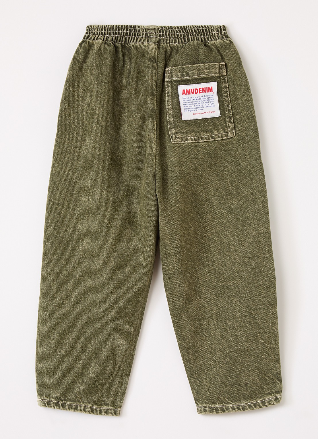 American Vintage Uzatown straight fit broek met steekzakken - voorkant 2 olijfgroen