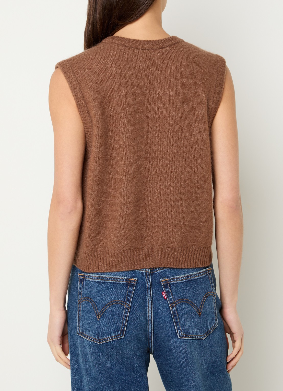 American Vintage Vitow fijngebreide spencer in alpaca wolblend - achterkant 3 bruin