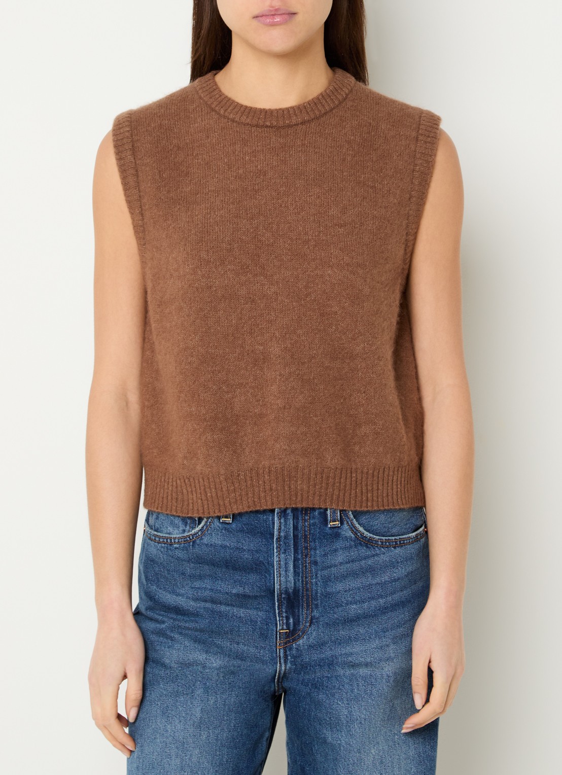 American Vintage Vitow fijngebreide spencer in alpaca wolblend - detail 4 bruin