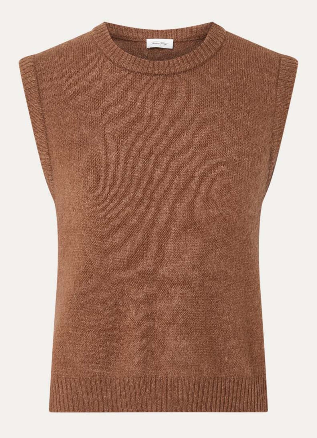 American Vintage Vitow fijngebreide spencer in alpaca wolblend - voorkant bruin