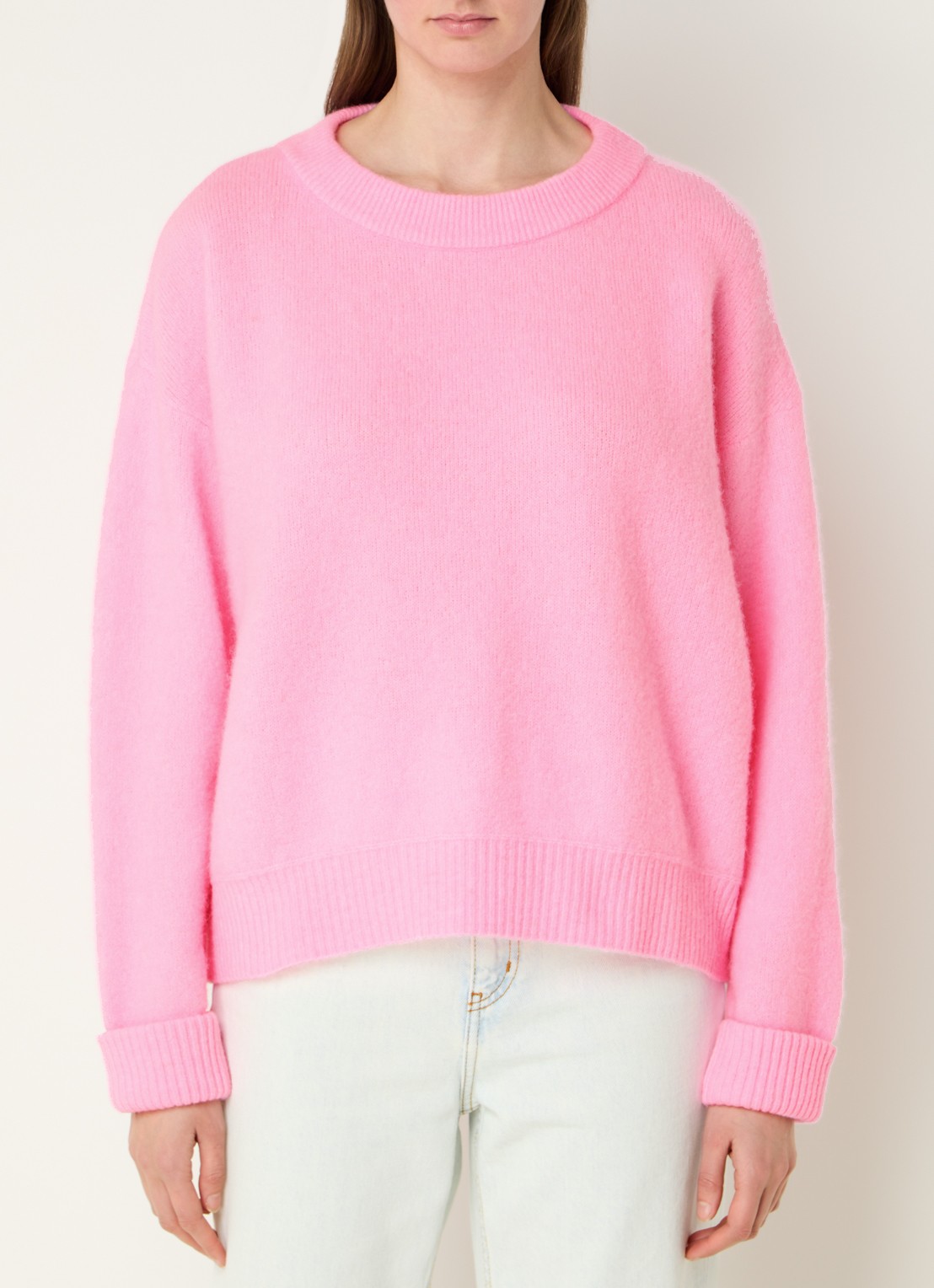American Vintage Vitow grofgebreide trui in alpaca wolblend - detail 3 roze