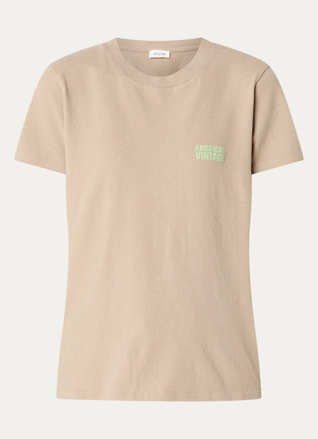 American Vintage Ykobow T-shirt met logo - voorkant donkerbeige