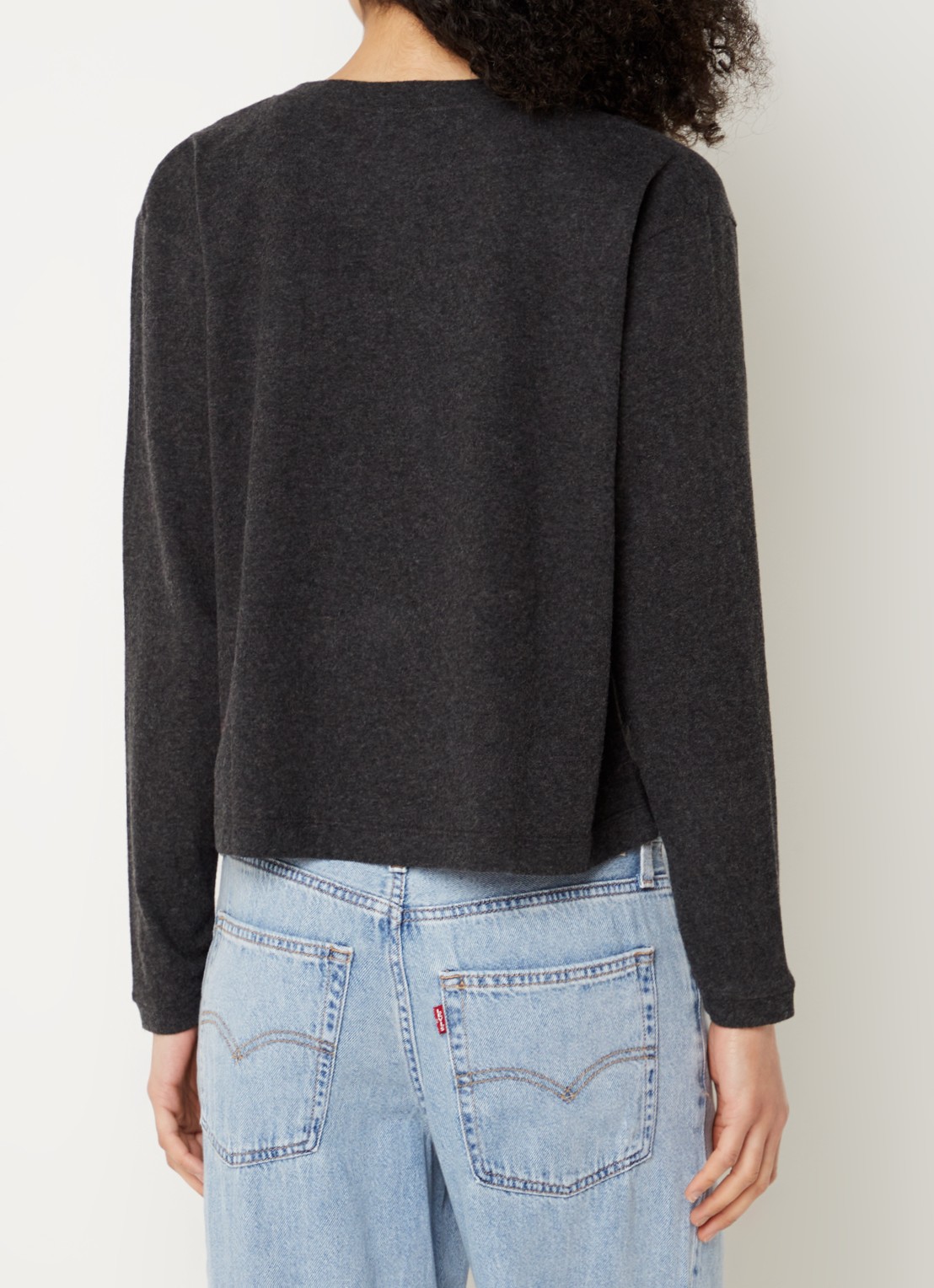 American Vintage Ypawoodd longsleeve met gemêleerd dessin - achterkant 4 antraciet
