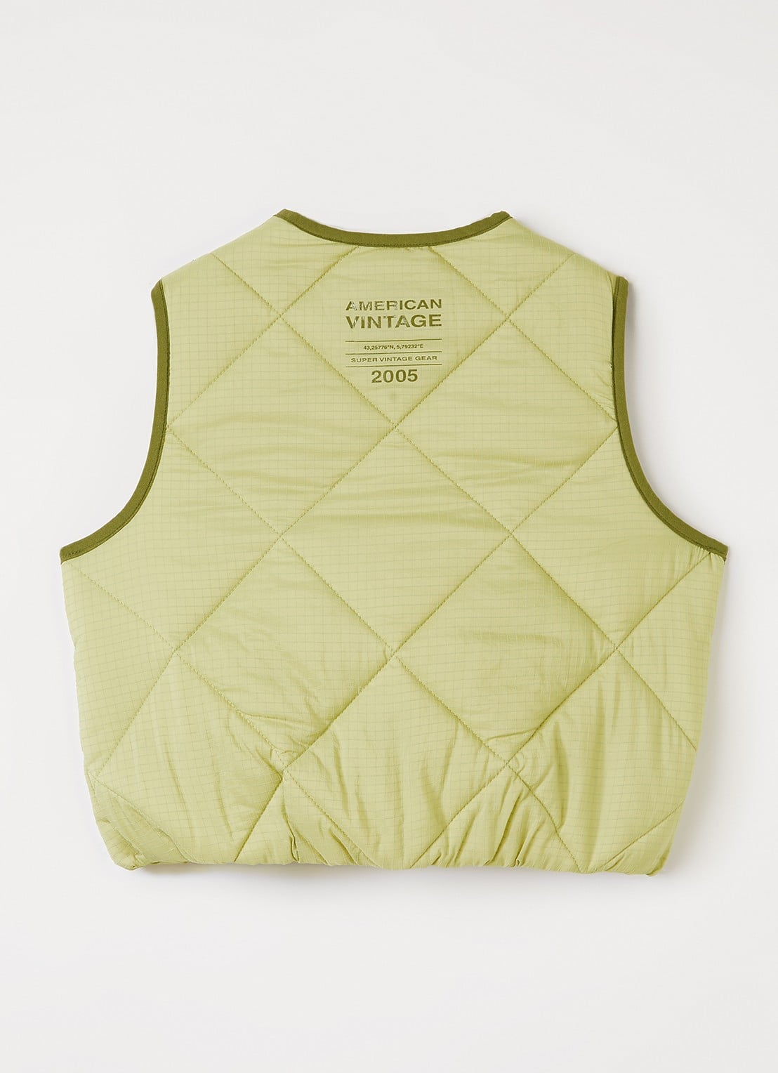 American Vintage Yupibam bodywarmer met quilt patroon - achterkant lime