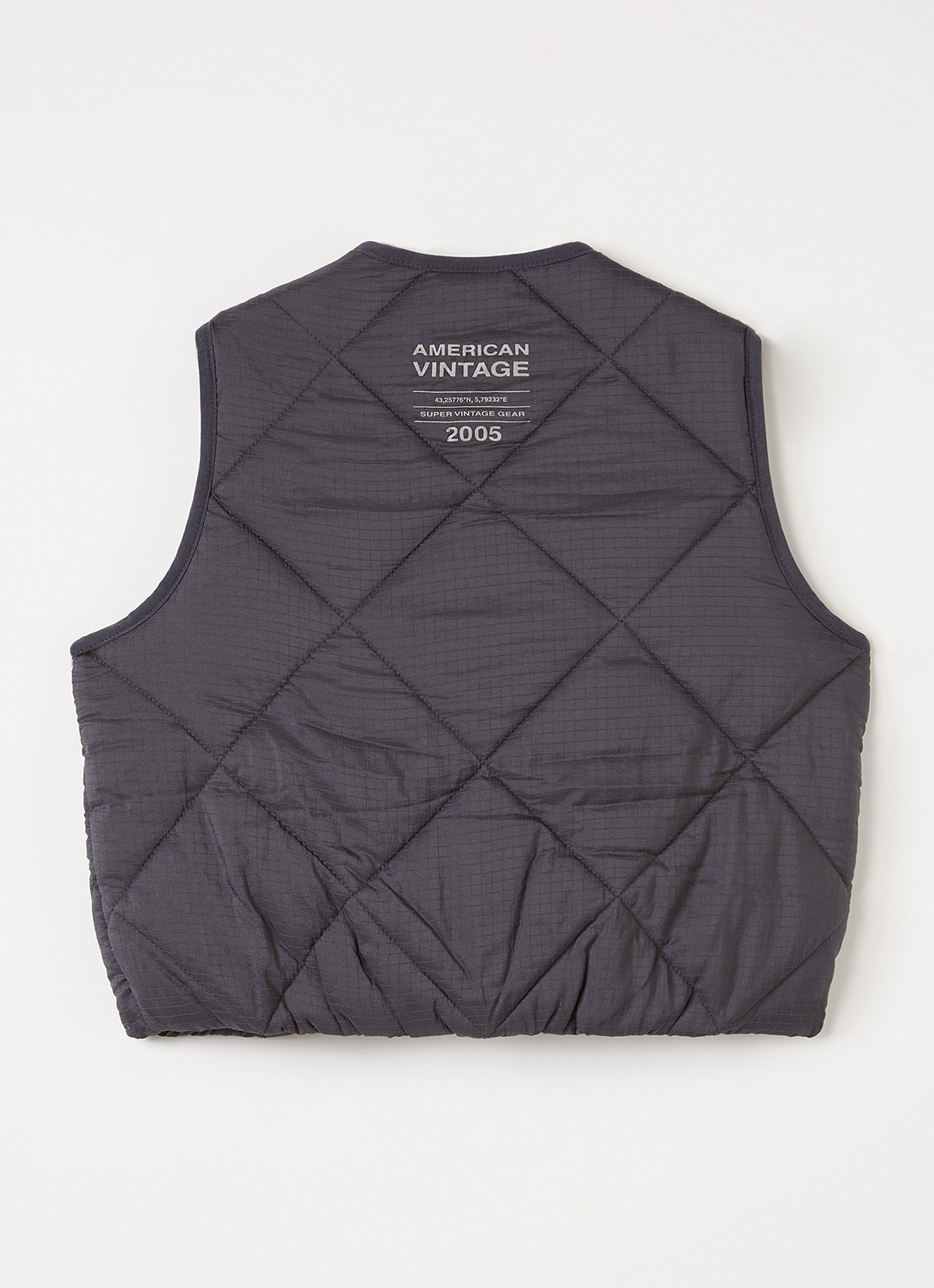 American Vintage Yupibam bodywarmer met quilt patroon - achterkant 3 antraciet