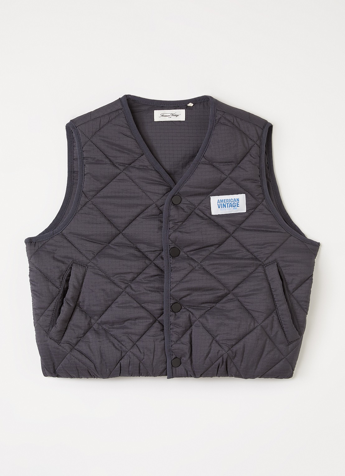 American Vintage Yupibam bodywarmer met quilt patroon - voorkant antraciet