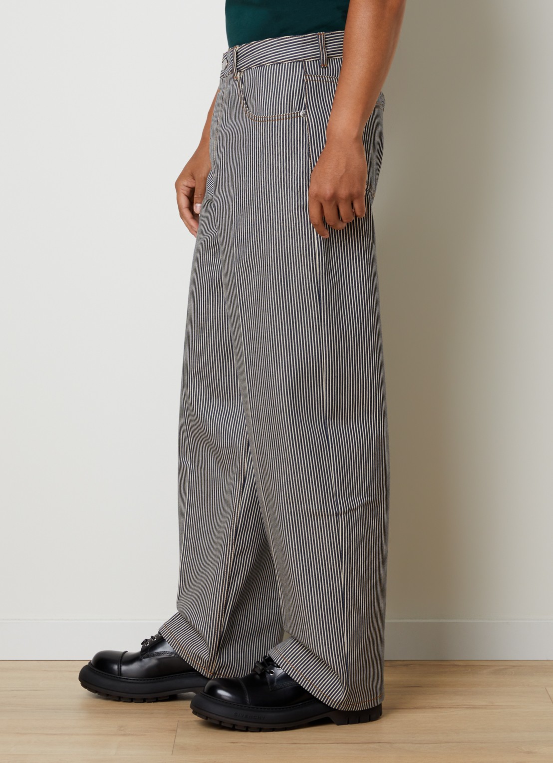 AMI Paris Balloon fit jeans met streepprint - detail 2 indigo