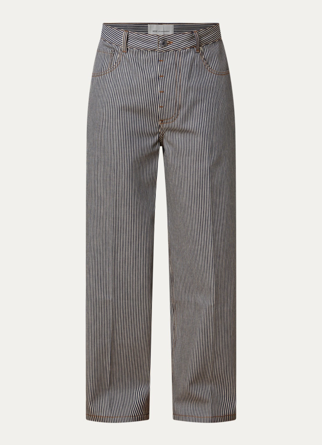 AMI Paris Balloon fit jeans met streepprint - voorkant 5 indigo