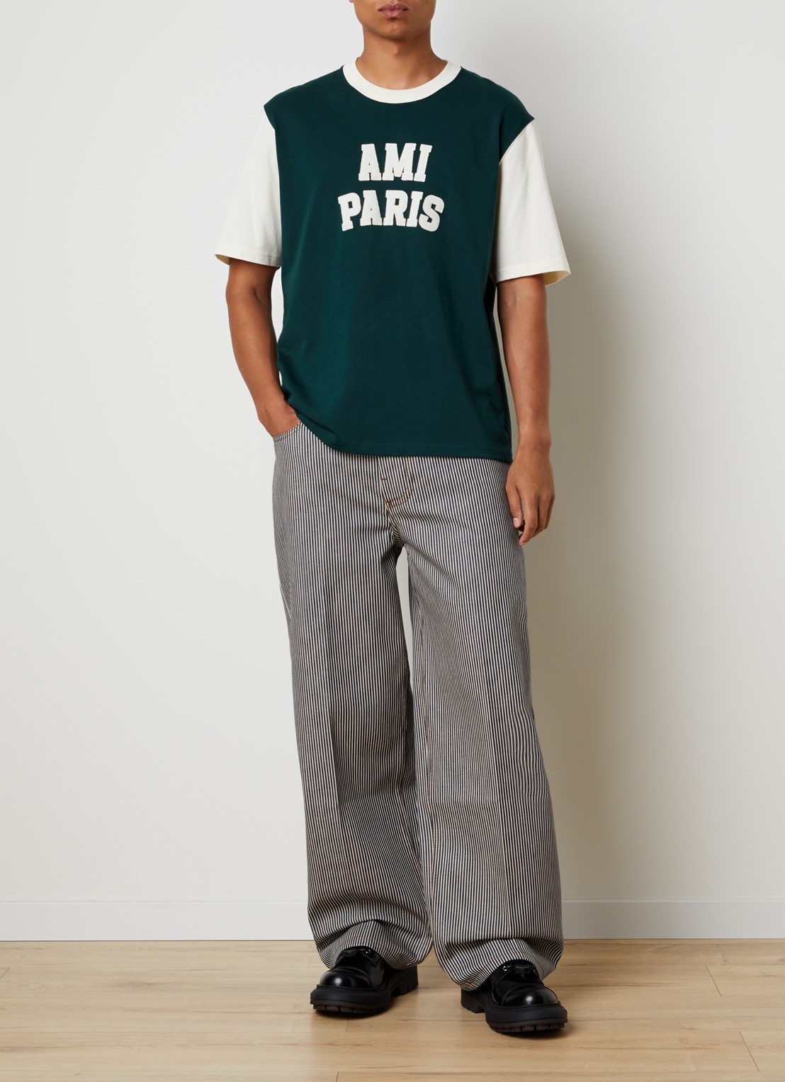 AMI Paris Balloon fit jeans met streepprint - voorkant 6 indigo