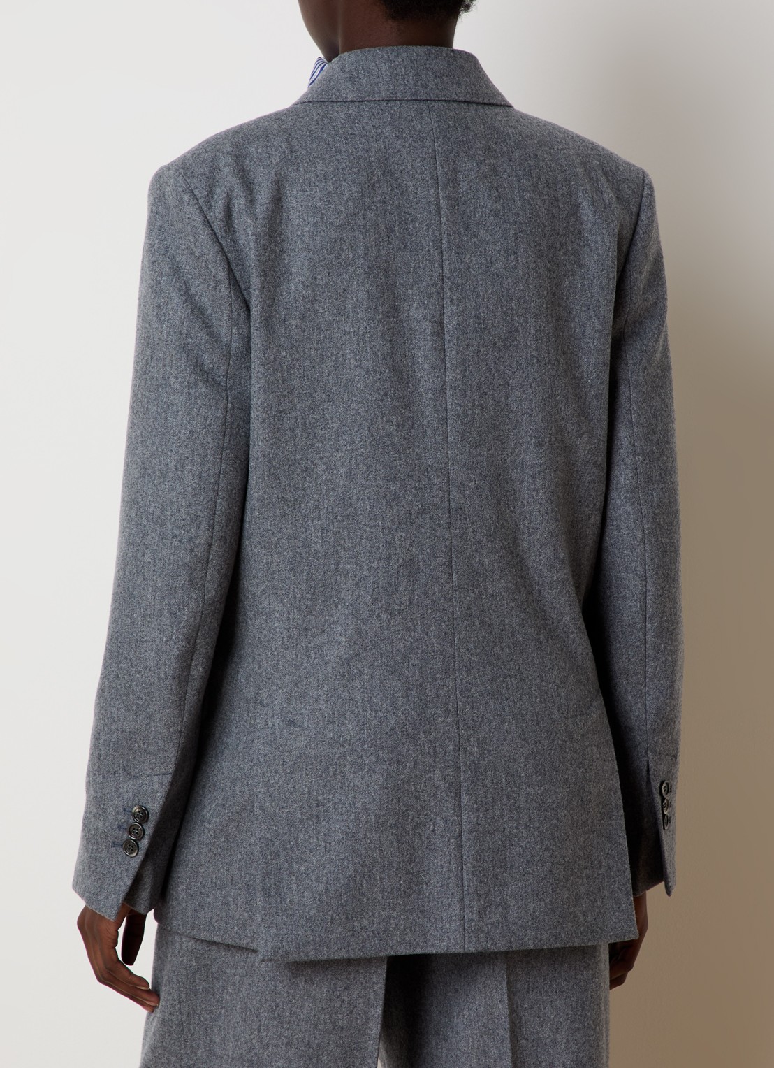 AMI Paris Blazer van scheerwol met klepzakken - achterkant 3 middengrijs