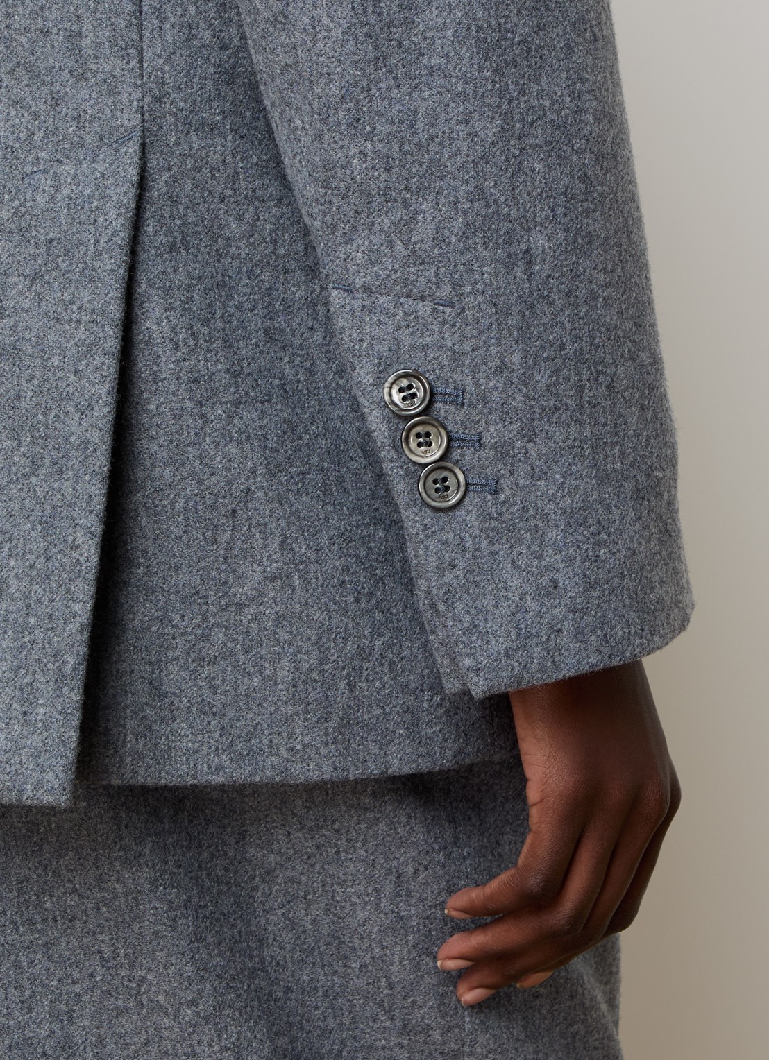 AMI Paris Blazer van scheerwol met klepzakken - detail 5 middengrijs