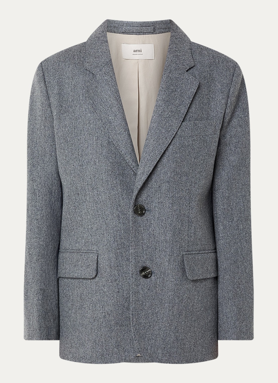 AMI Paris Blazer van scheerwol met klepzakken - voorkant middengrijs