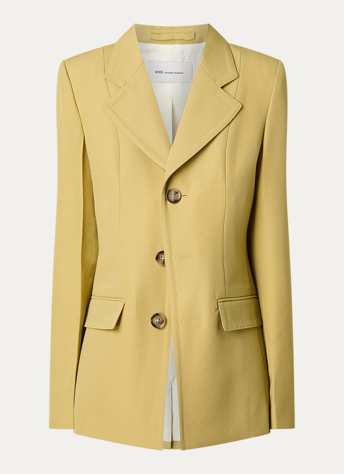 AMI Paris Blazer van scheerwol met klepzakken - voorkant okergeel
