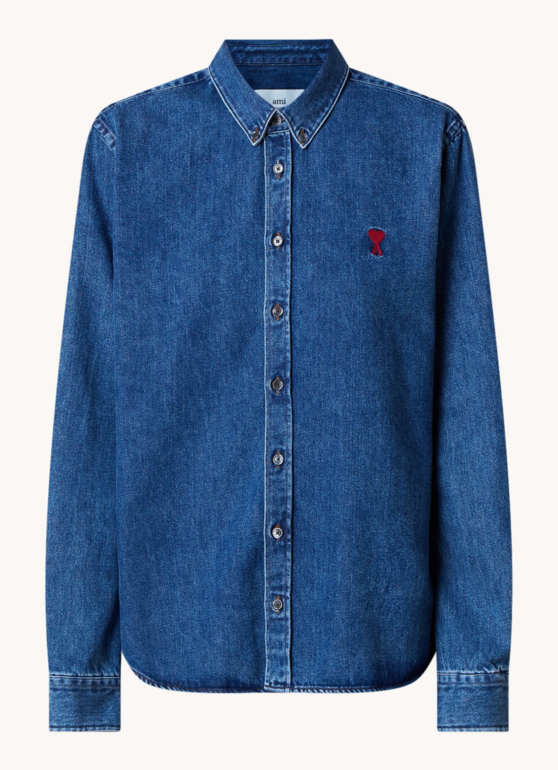 AMI Paris Blouse met logo - voorkant indigo