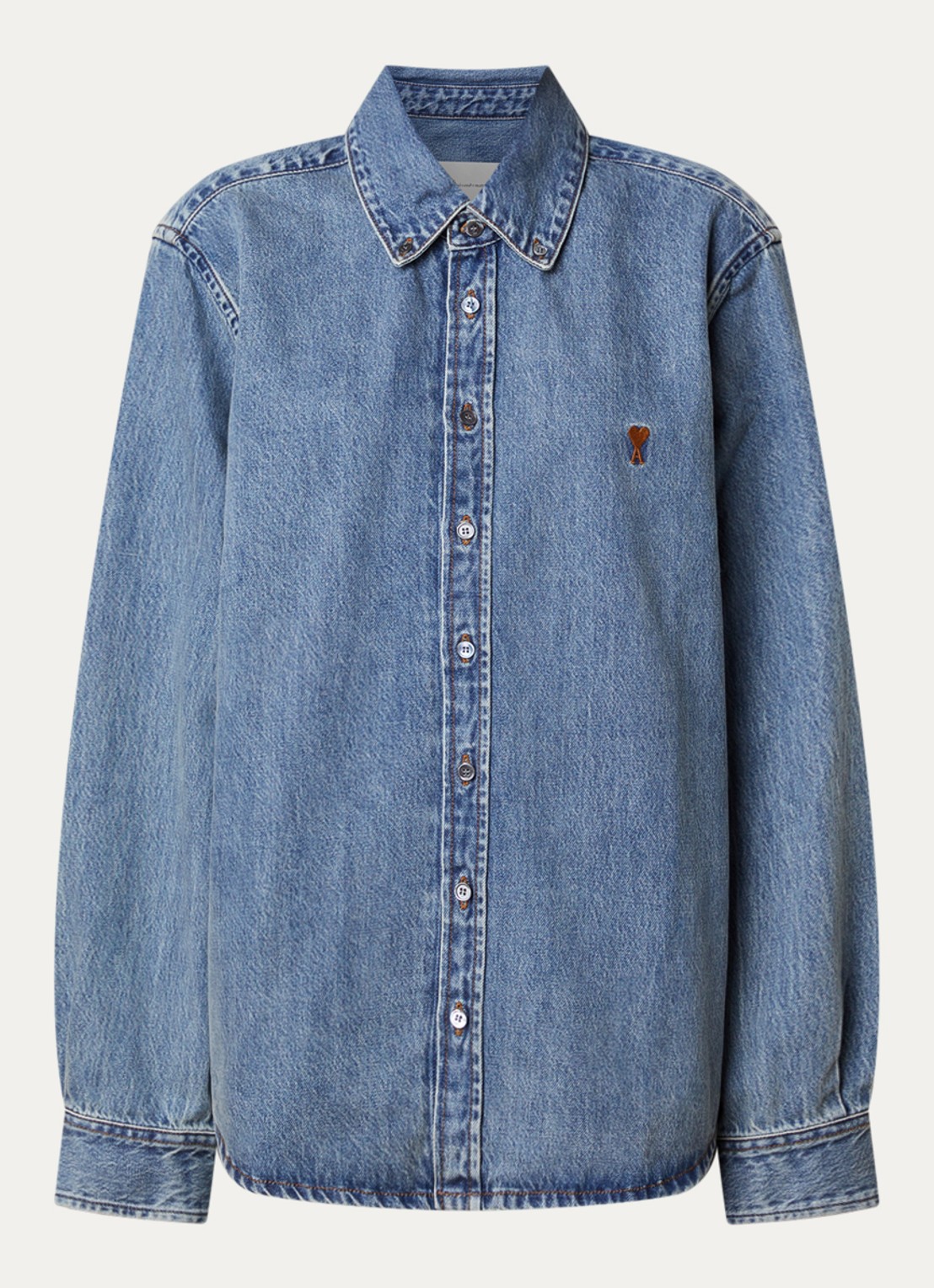 AMI Paris Blouse van denim - voorkant 4 indigo