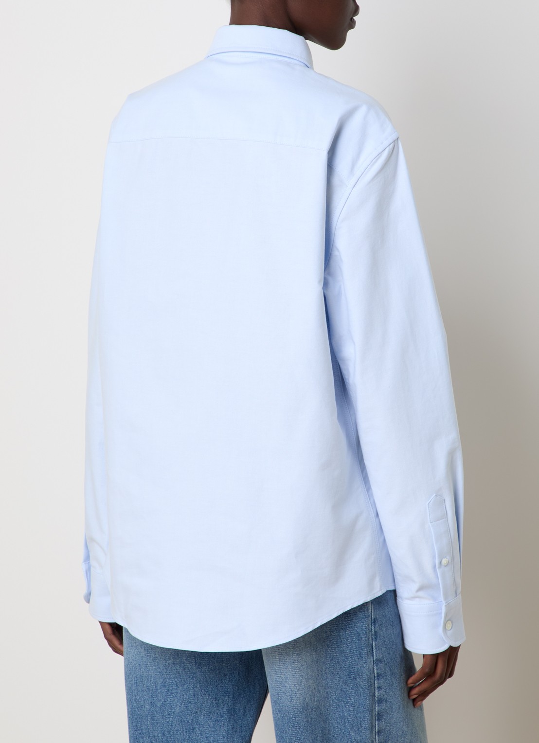 AMI Paris Blouse van piqué katoen met logoborduring  - achterkant 5 lichtblauw